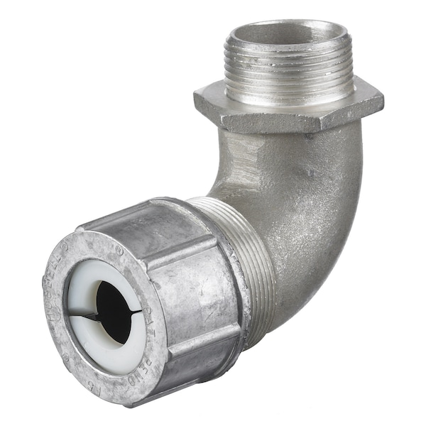 Kellems Wire Management, Cord Connectors, 90 Degree Male .88-1.00", 1 1/4", Aluminum